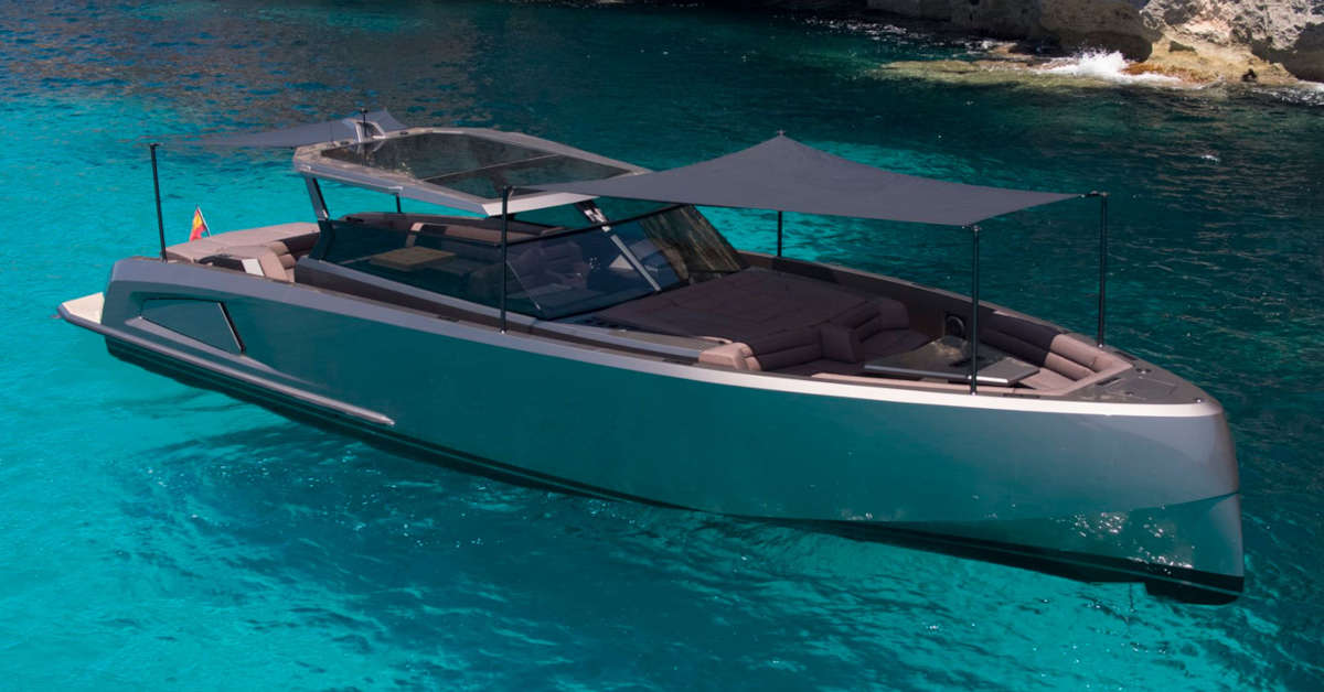 A luxury yacht from Vanquish Ibiza anchored in the sea